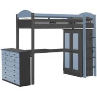 Verona Maximus Graphite Pine and Baby Blue High Sleeper Bed Set 2