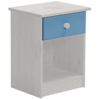 Verona Whitewash Pine and Baby Blue 1 Drawer Bedside Cabinet