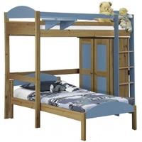 Verona Maximus Antique Pine and Baby Blue L Shape High Sleeper Bed Set 1