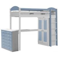 verona maximus whitewash pine and baby blue high sleeper bed set 2