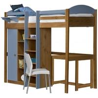 Verona Maximus Antique Pine and Baby Blue with Central Ladder High Sleeper Bed Set 2