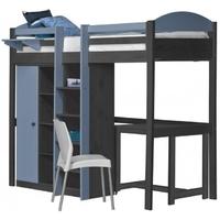 Verona Maximus Graphite Pine and Baby Blue with Central Ladder High Sleeper Bed Set 2