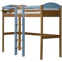 Verona Maximus Antique Pine and Baby Blue with Central Ladder High Sleeper Bed