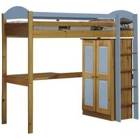 verona maximus antique pine and baby blue standard high sleeper bed se ...