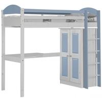 Verona Maximus Whitewash Pine and Baby Blue Standard High Sleeper Bed Set 1