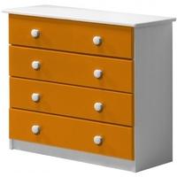 Verona Whitewash Pine and Orange 4 Wide Chest of Drawer