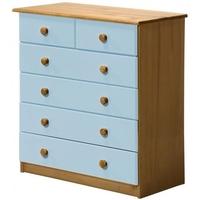 Verona Antique Pine and Baby Blue 4+2 Chest of Drawer