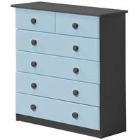 Verona Graphite Pine and Baby Blue 4+2 Chest of Drawer