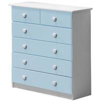 verona whitewash pine and baby blue 42 chest of drawer