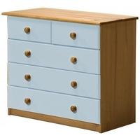 Verona Antique Pine and Baby Blue 3+2 Chest of Drawer