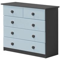 Verona Graphite Pine and Baby Blue 3+2 Chest of Drawer