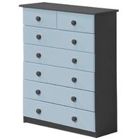 verona graphite pine and baby blue 52 chest of drawer