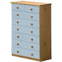 Verona Antique Pine and Baby Blue 6+2 Chest of Drawer