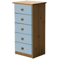 Verona Antique Pine and Baby Blue 5 Chest of Drawer
