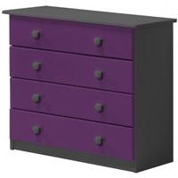 Verona Graphite Pine and Lilac 4 Wide Chest of Drawer