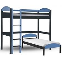 verona maximus graphite pine and baby blue l shape high sleeper bed