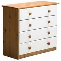 Verona Antique Pine and White 4 Wide Chest of Drawer