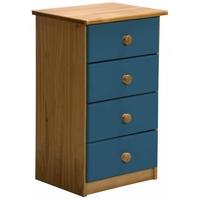 Verona Antique Pine and Blue 4 Chest of Drawer