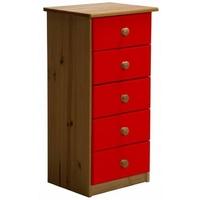 verona antique pine and red 5 chest of drawer