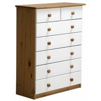 Verona Antique Pine and White 5+2 Chest of Drawer