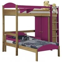 Verona Maximus Antique Pine and Fuchsia L Shape High Sleeper Bed Set 1