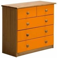 Verona Antique Pine and Orange 3+2 Chest of Drawer