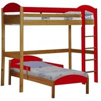 Verona Maximus Antique Pine and Red L Shape High Sleeper Bed