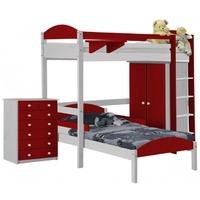 Verona Maximus Whitewash Pine and Red L Shape High Sleeper Bed Set 2