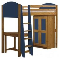 Verona Antique Pine and Blue High Sleeper Bed Set 1