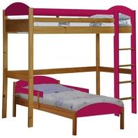 Verona Maximus Antique Pine and Fuchsia L Shape High Sleeper Bed