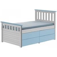 Verona Captains Ferrara Whitewash Pine and Baby Blue Single Storage Bed