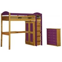 Verona Maximus Antique Pine and Lilac High Sleeper Bed Set 2