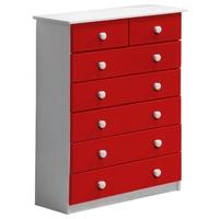 Verona Whitewash Pine and Red 5+2 Chest of Drawer