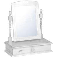 Verona Whitewash Pine Dressing Table Mirror With Drawer