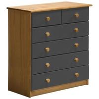 Verona Antique Pine and Graphite 4+2 Chest of Drawer