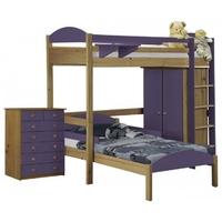 Verona Maximus Antique Pine and Lilac L Shape High Sleeper Bed Set 2