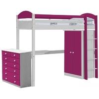 Verona Maximus Whitewash Pine and Fuchsia High Sleeper Bed Set 2