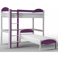 Verona Maximus Whitewash Pine and Lilac L Shape High Sleeper Bed