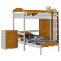 Verona Maximus Whitewash Pine and Orange L Shape High Sleeper Bed Set 2