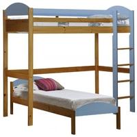 verona maximus antique pine and baby blue l shape high sleeper bed