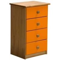 verona antique pine and orange 4 chest of drawer