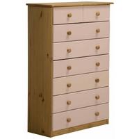 Verona Antique Pine and Pink 6+2 Chest of Drawer