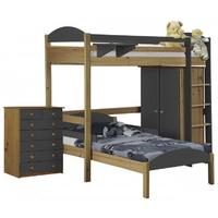 Verona Maximus Antique Pine and Graphite L Shape High Sleeper Bed Set 2