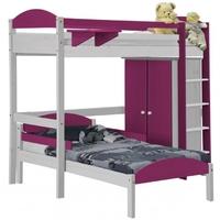 verona maximus whitewash pine and fuchsia l shape high sleeper bed set ...