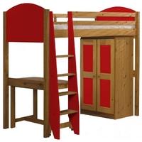 Verona Antique Pine and Red High Sleeper Bed Set 1