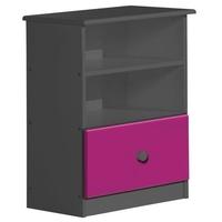 verona gela graphite pine and fuchsia 1 drawer 2 shelves bedside cabin ...