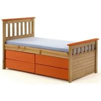 Verona Captains Ferrara Antique Pine and Orange Single Storage Bed