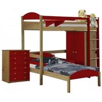 Verona Maximus Antique Pine and Red L Shape High Sleeper Bed Set 2