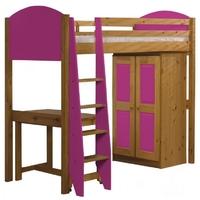 Verona Antique Pine and Fuchsia High Sleeper Bed Set 1