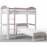 Verona Maximus Whitewash Pine and Pink L Shape High Sleeper Bed